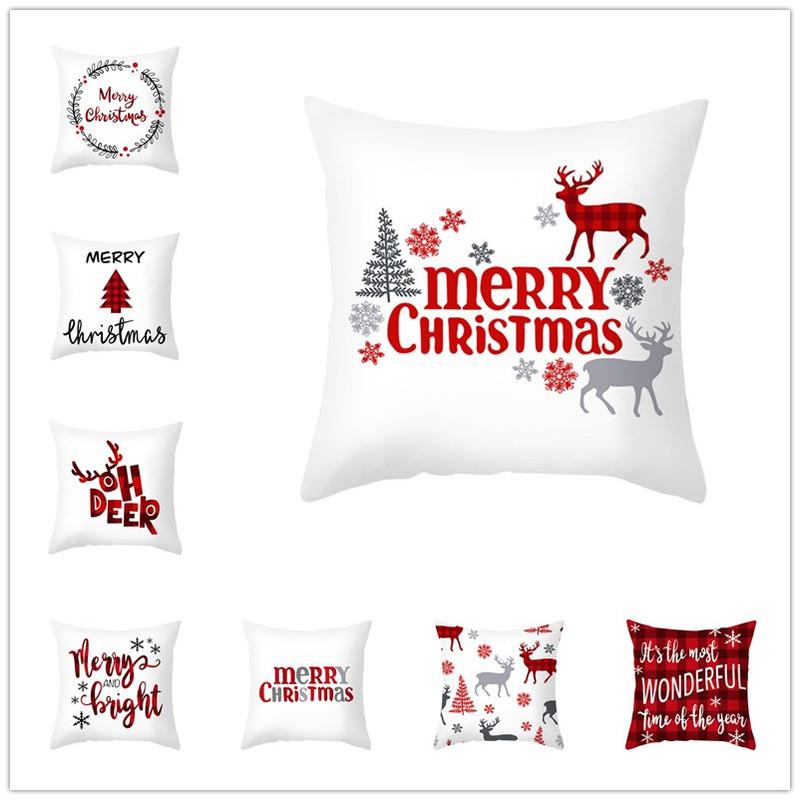 

45x45cm Bells Santa Claus Elk Christmas Pillowcase 2020 Christmas Decor for Home Merry Ornament Navidad Xmas Gifts