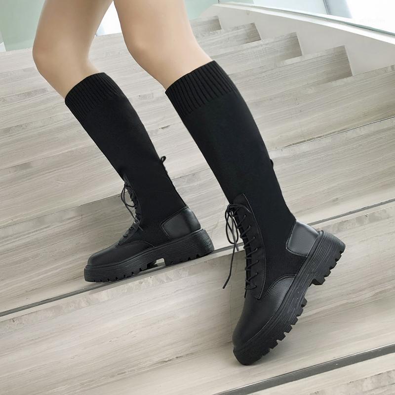 

Boots Women's Fashion Thigh Sexy Stacked Block Heel Over The Knee Winter1, Black shiny