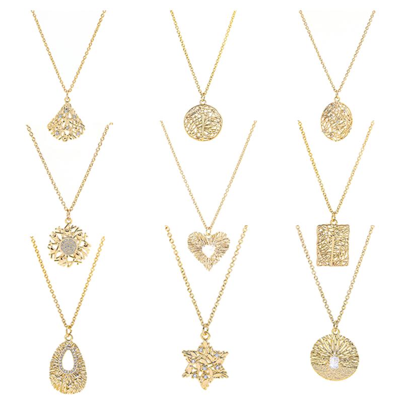 

New Simple Gold Geometric Hollow Heart Pendants Necklace for Women 2020 Fashion Crystal Choker Necklace Clavicle Jewelry Gift