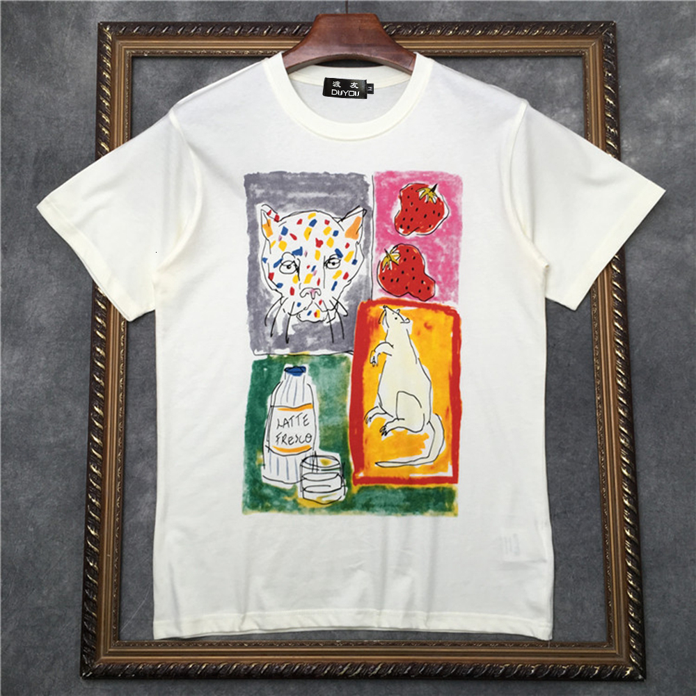 

Men's Short-sleeved Animals and Fruits T-shirt Women Shirts|streetwear 2191001656 46re, Beige