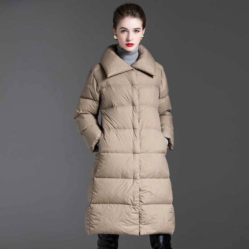 

2020New Winter Women's Down Coa Thick Long Jacket Casual Parkas Woman Ultra Light Female Overcoat Clothing winter clothes women, Black