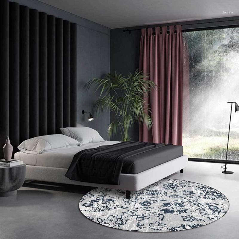 

Round Area Rugs Vintage Mill White Blue Flower Printed Rugs And Carpets For Home Living Room Carpet Bedroom Living Room Rug1