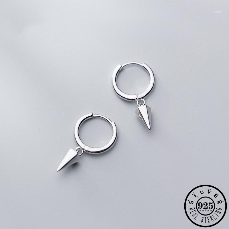 

Fashion 925 Sterling Silver Punk Small Cone Pandant Hoops Piercing Earrings Statement Black Color Hip Hop Ear Rings for Women1