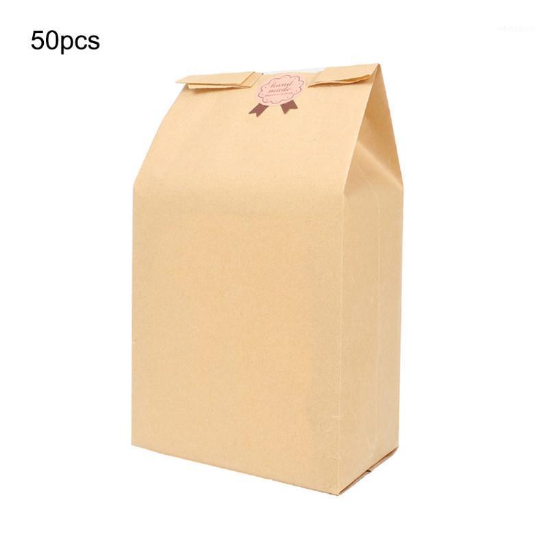 

50pcs Kraft Paper Bag Bake Bread Avoid Oil Packing Toast Window Bag Baking Takeaway Package Cake1
