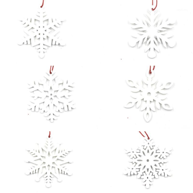 

6pcs Snowflower Shape Home Holiday Small Christmas Pendant DIY Craft Hanging Office Festival Decoration Wooden Lightweight Props1