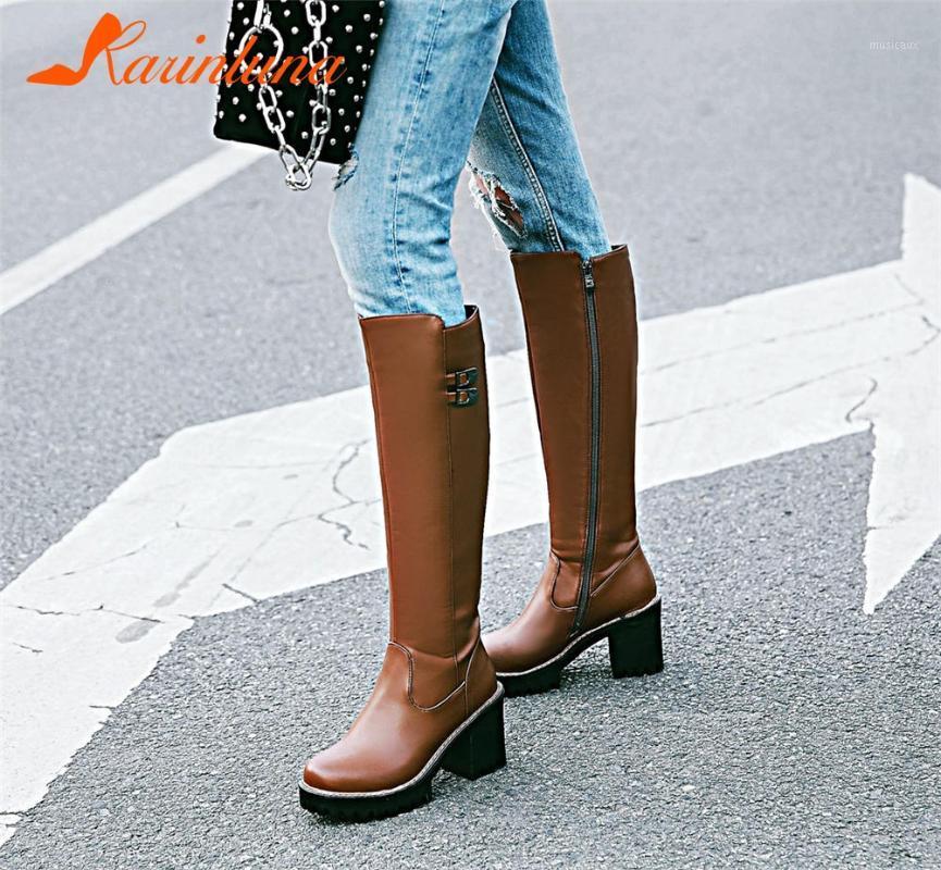 

2021 New Arrival High Quality Shoes women Leisure Round Toe Zip Buckles Knee High Boots Autumn Winter Short plush1, Black