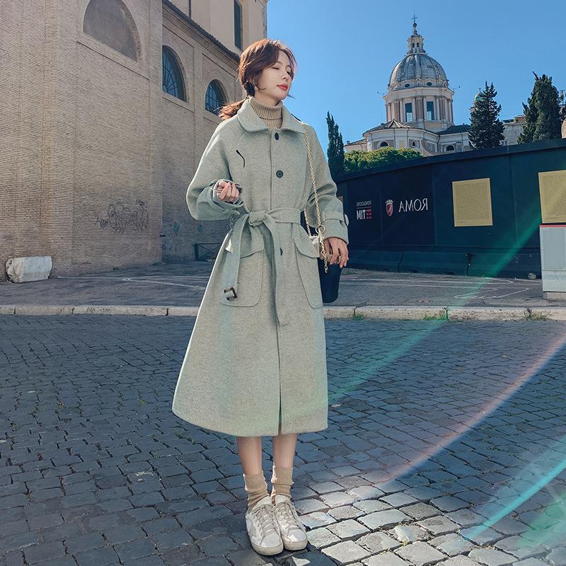 

2021 Fashion Cute Solid Color Korean Winter Fall Clothes Coat for Women 063, Green