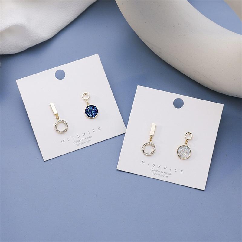 

Dangle & Chandelier Fashion Small Blue Crystal Starry Sky Round Asymmetrical Geometric Earrings Women's Temperament Sweet Elegant Jewelry