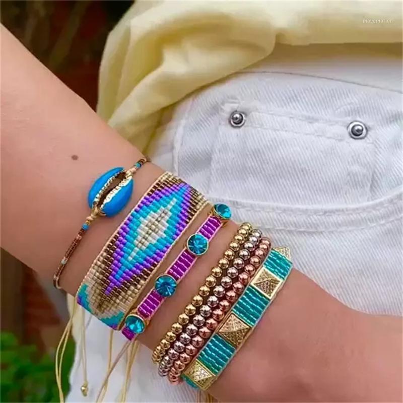 

Bracelet For Women Rhinestone Pulseras Femme Mexican Jewellery Boho Bracelets Handmade Woven Jewelry Wholesale1