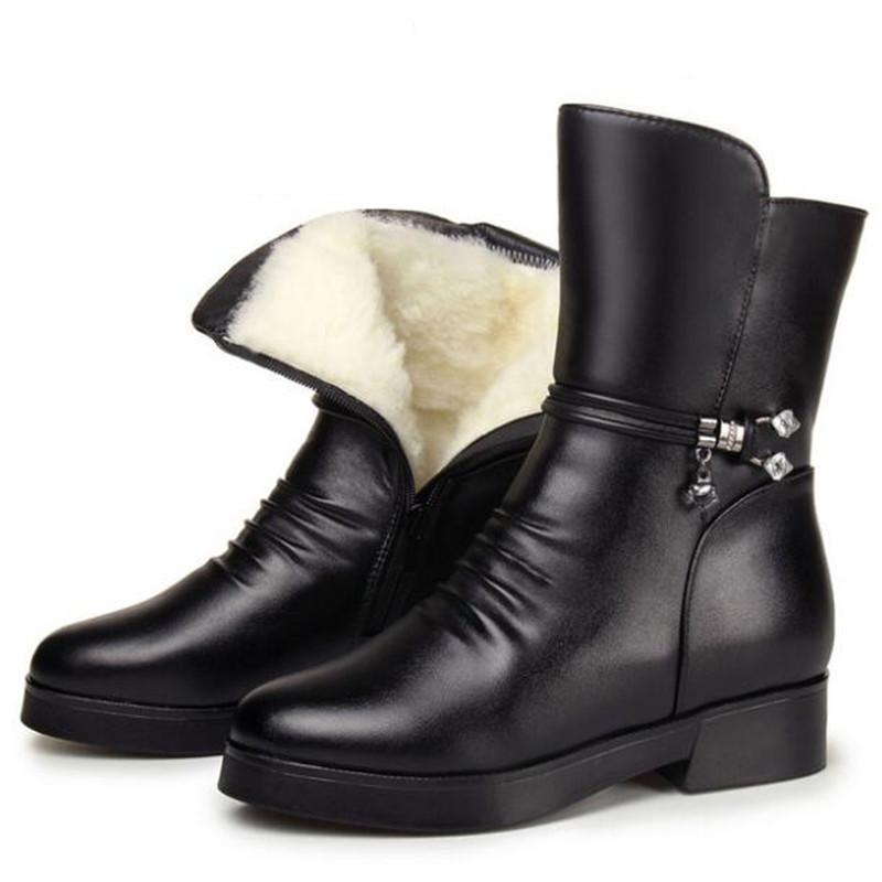 

ZXRYXGS 2020 New Rhinestone Top Cowhide Fur One Wool Warm Boots Snow Boots Large Size In-tube Knight Women Fashion, Black