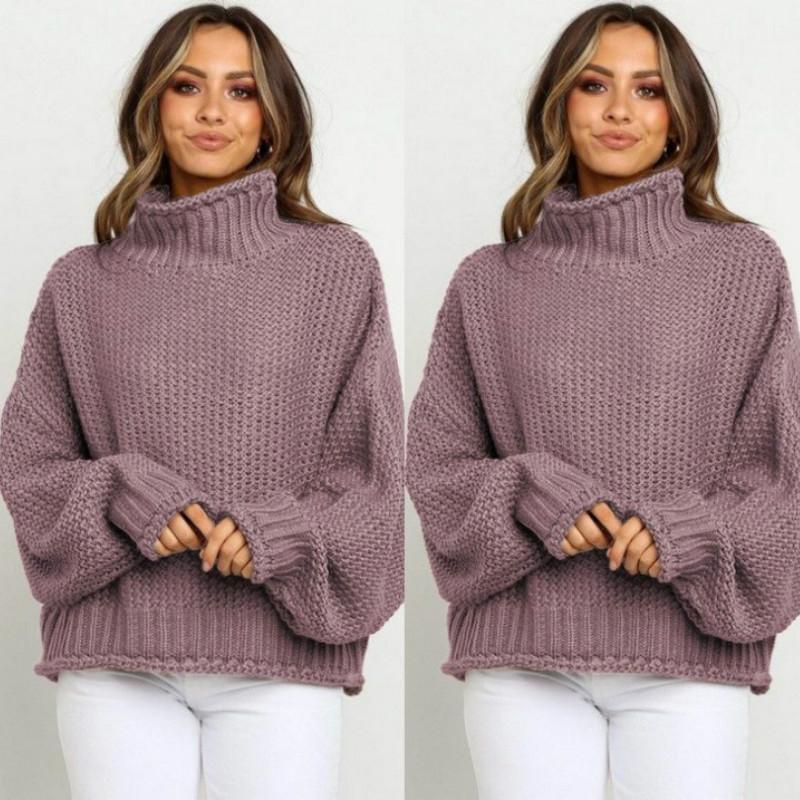 

Ladies sweater 2021 new European and American street trendy pullover high neck loose sweater women, 02