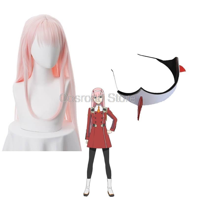 

Cosroad Anime DARLING in the FRANXX 02 Zero Two Cosplay Wigs+Headwear Zero Two 02 Pink Long Straight Hair + Hair Clip