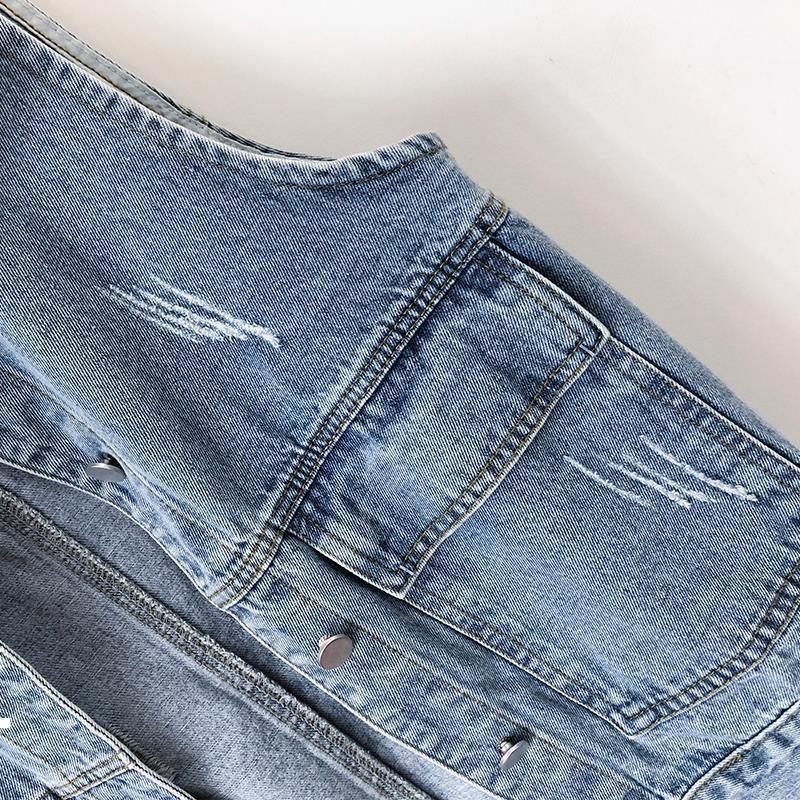 

spring 2021 New and autumn women vintage jacket short collar vest denim woman's thin coat sleeveless y162 86P0, Unklanseunk