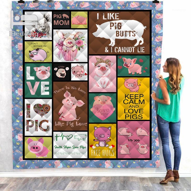 

Pigs Art Like Customize Printed Quilt Blanket Twin Full/Queen  Size Dropshipping1