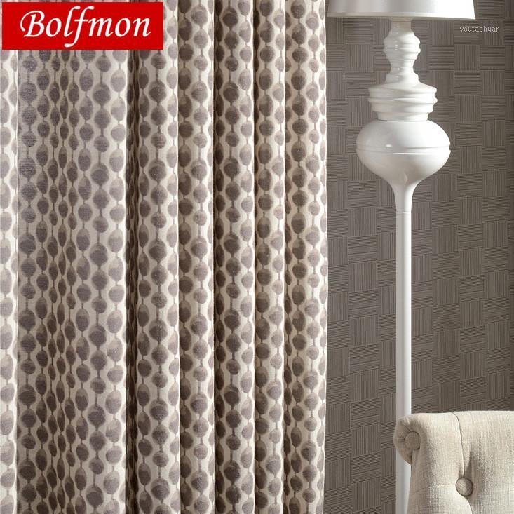 

ECO Cotton Polyester Fabric Custom Half Shading Light Brown Circle Point Curtains for living Room Window Treatment Drapery1, Color 1