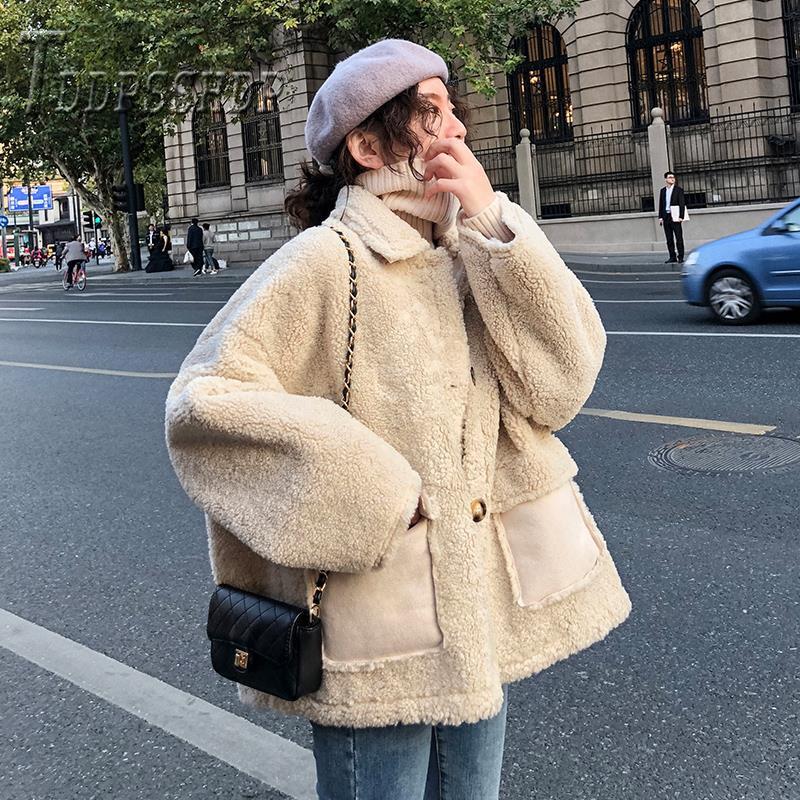 

Women Thicken Imitation Lambswool Coat High Quality Outwear Single Breasted Female Jacket