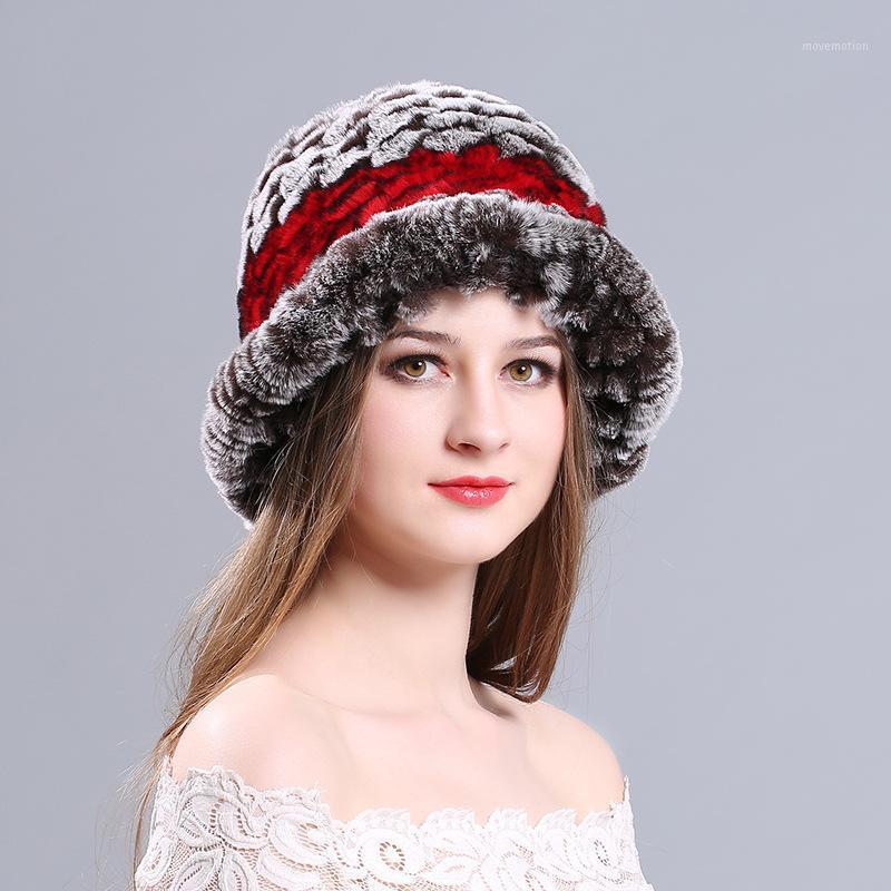 

Autumn and winter fur hat ladies warm rex fur knitting1