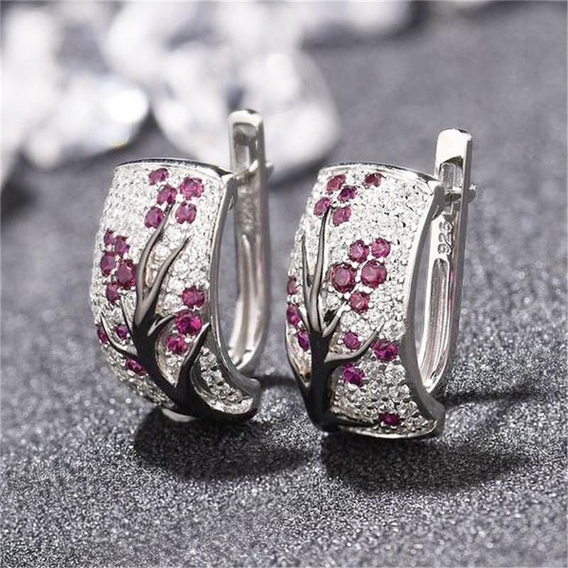 

Plum Blossom Earrings Women Statement Earring Girl Party Simple Circle Earrings Jewelry Crystal Small Hoop For Women