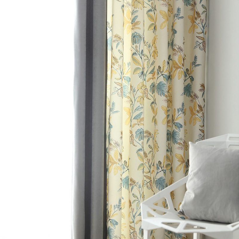 

New Simple and Modern Curtains for Bedroom Living Room Rural Style Stitching Printing Curtains Chenille Shading Cloth, Tulle