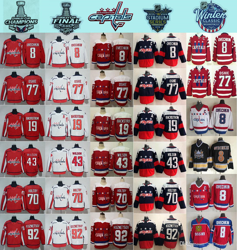 

2018 Stadium Series Washington Capitals 8 Alex Ovechkin 77 TJ Oshie Evgeny Kuznetsov Backstrom Holtby Wilson Winter Classic Hockey Jerseys, Colour 2