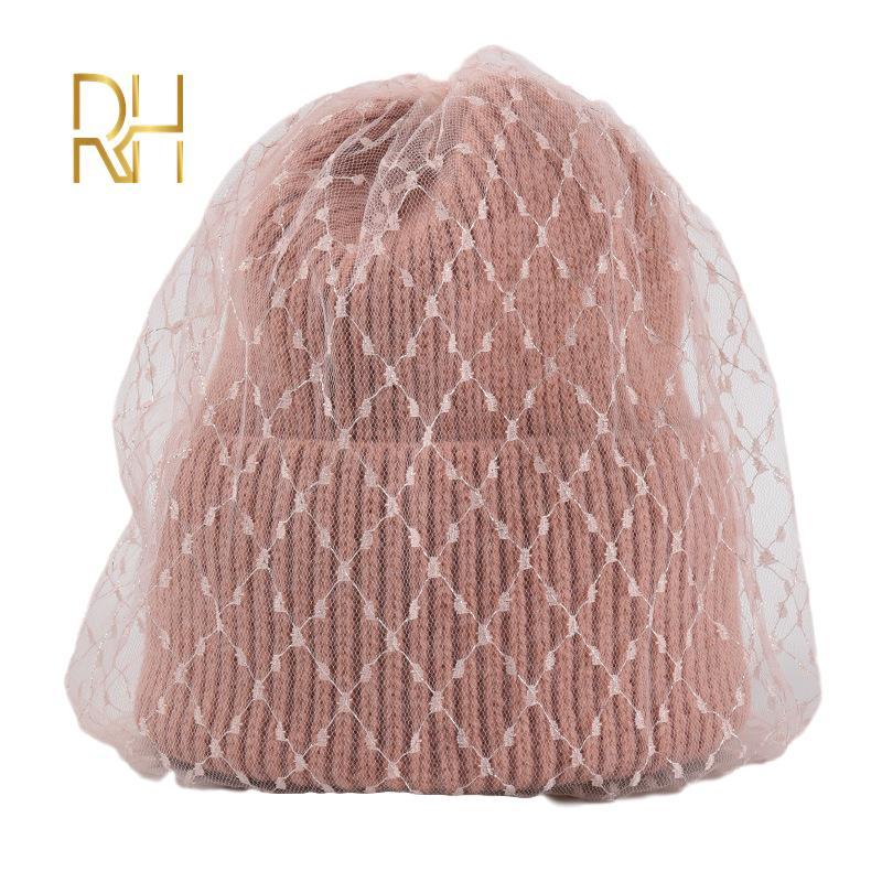 

New Mesh Beanie Hats Woman Hat Warm Knitted Beanies Female Slouchy Winter Cap Gorros Casual Simple Skullies Hat RH, White