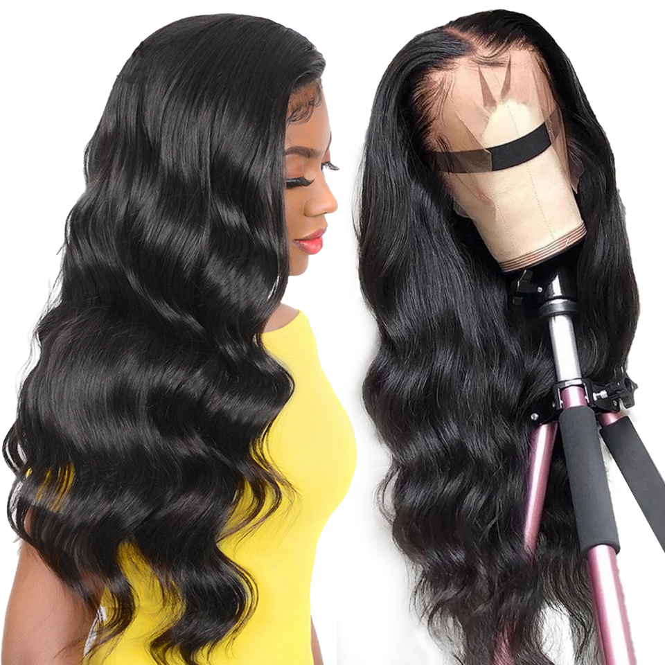 

Body Wave Lace Front Wig Pre Plucked Human Hair Wigs Brazilian Body Wave Lace Front Human Hair Wigs 360 Lace Frontal Wig, Black;brown
