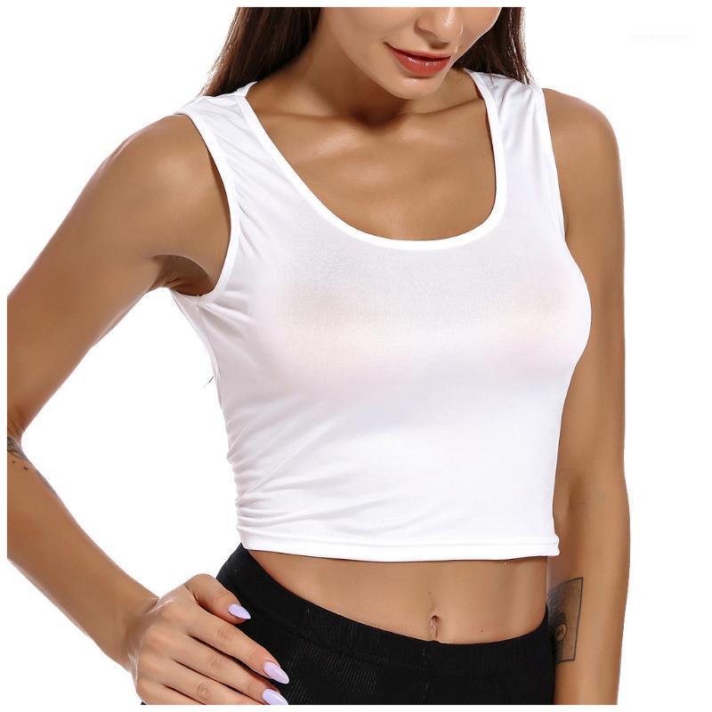 

2020 New Fashion Women Sexy Crop Tops Solid Summer Camis Women Casual Tank Tops Vest Sleeveless Crop blusas Summer #W1, White