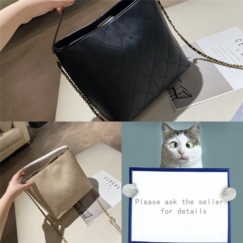 

pETQD Shopping designer Orignal Real Leather Fashion Famous Shoulder Handbags Bucket bag Tote Luxury Bag PresbyopicBag Purse, Black(with logo)