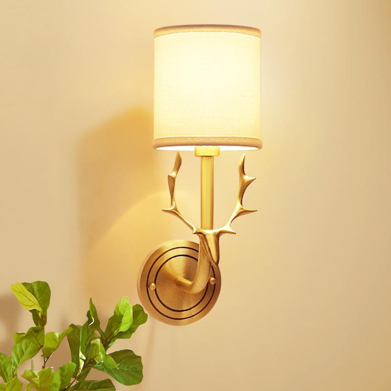 

American style FULL COPPER deer base Wall Lamps living room decoration bedroom lights wall light fixture led art