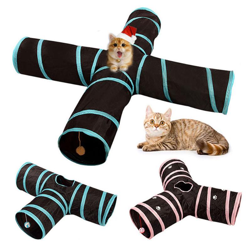 

Foldable Pet Cat Tunnel Playground Toys Indoor 2/3/4 Holes Pet Tube Collapsible Play Toy S-type Kitty Puppy Training Toys Tube