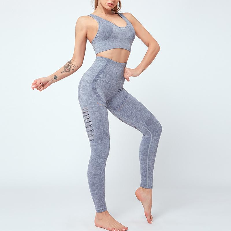 

Women 2 Pcs Sports Suits Set Yoga Sets Gym Fitness Lifting Athletic Pants Sportswear Leggings Seamless Lifting Sports Active, Blue bra