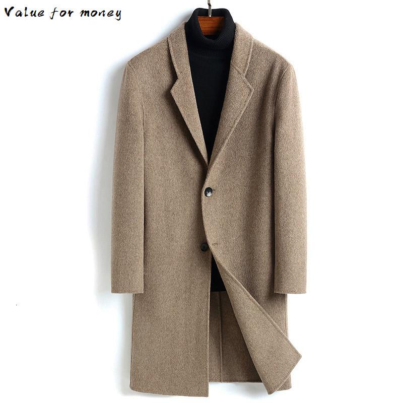 

Wool Double-faced Coat Cashmere Long Jacket Mens Coats and Jackets Overcoat Men's Windbreaker Manteau Homme 819 KJ1476, Beige