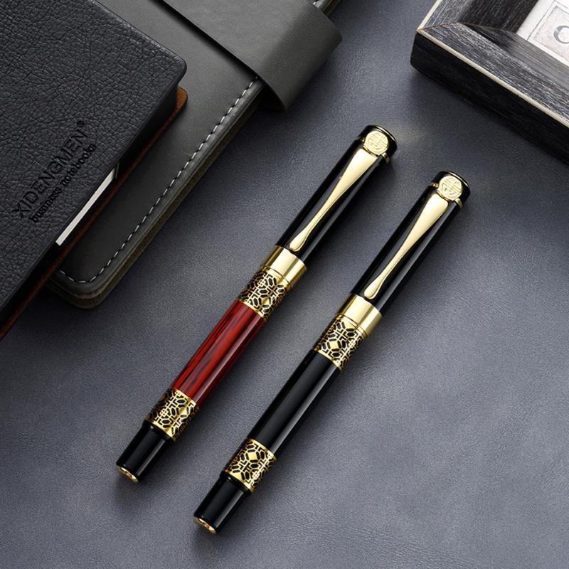 

High Quality Metal Business Pen 0.5mm Black/Blue Ink Wood Grain Ballpoint Pen For Student Gift Office Stationery Supplies1, Red-2refills