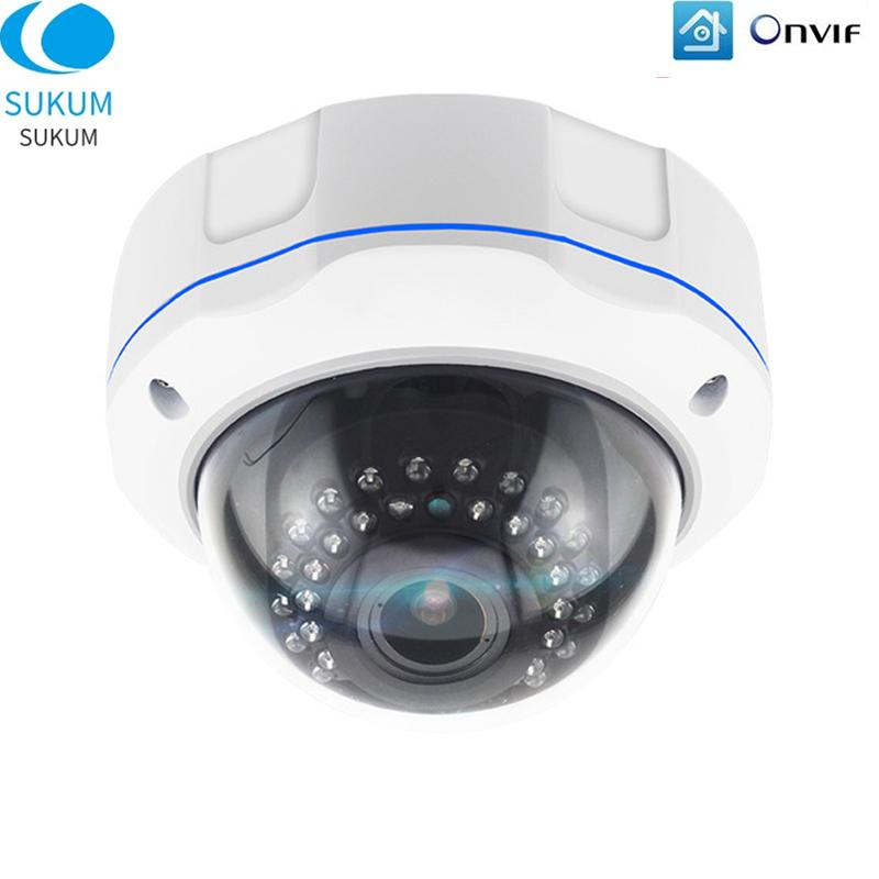 

5MP IP POE Camera Dome 2.8-12mm Manual Zoom Lens Vandalproof 30Pcs IR Leds Night Vision Indoor Security Camera