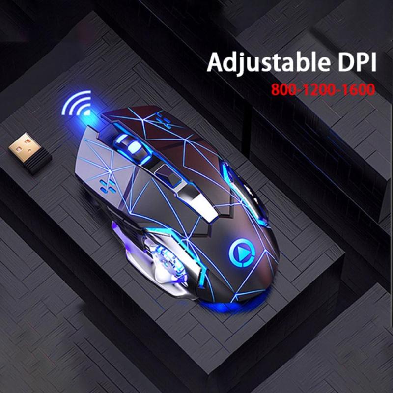 

2.4G Wireless Rechargeable 1600DPI Adjustable Backlit Gaming Mouse for PC Laptop
