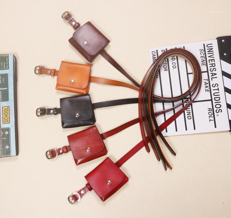 

2020 Luxury Cow Leather Women Flap Fanny Pack Vintage Genuine Leather Waist Belt With Bag Ladies Coin Money Square Waist Packs1, Black