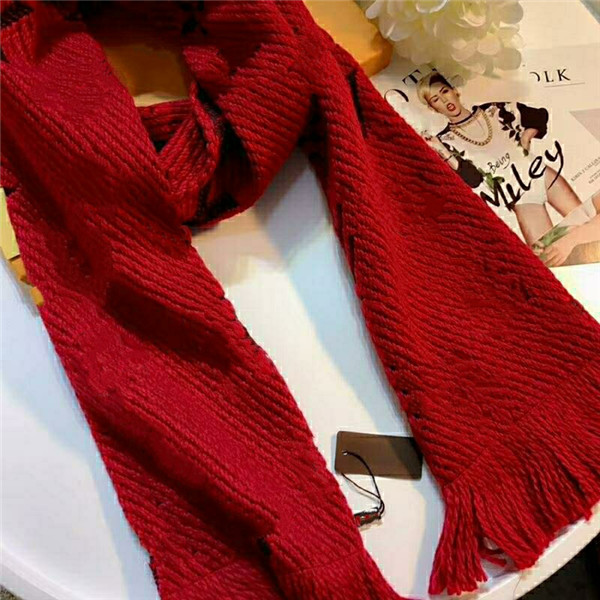 

Hot selling women men autumn and winter wool knitted classic letter flower scarf size 180*32cm scarf shawl free shipping