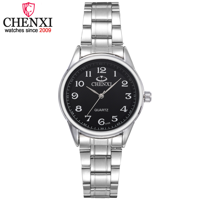 

CHENXI Brand Classic Luxury Quartz Ladies Watches Fashion Noble Gift Clock Women Wristwatch Stainless Steel Silver Female Watch 201118, White dial