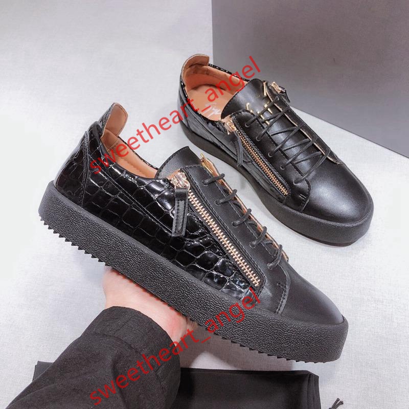 

2020 new top sales White, black genuine leather metal buckle fashion men and womens casual shoes,guiseppes low-top shoes