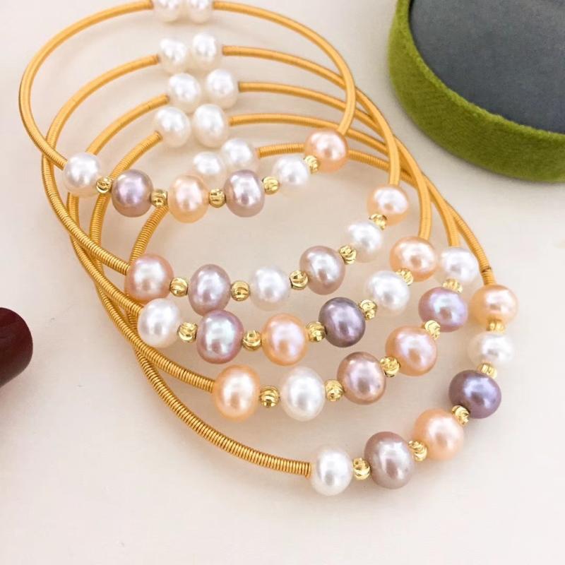 

Bangle Origin Direct Supply Fresh Water Pearl 14K Gold Injection Material Pure Bracelet Girls' Hand Jewelry Wholesale