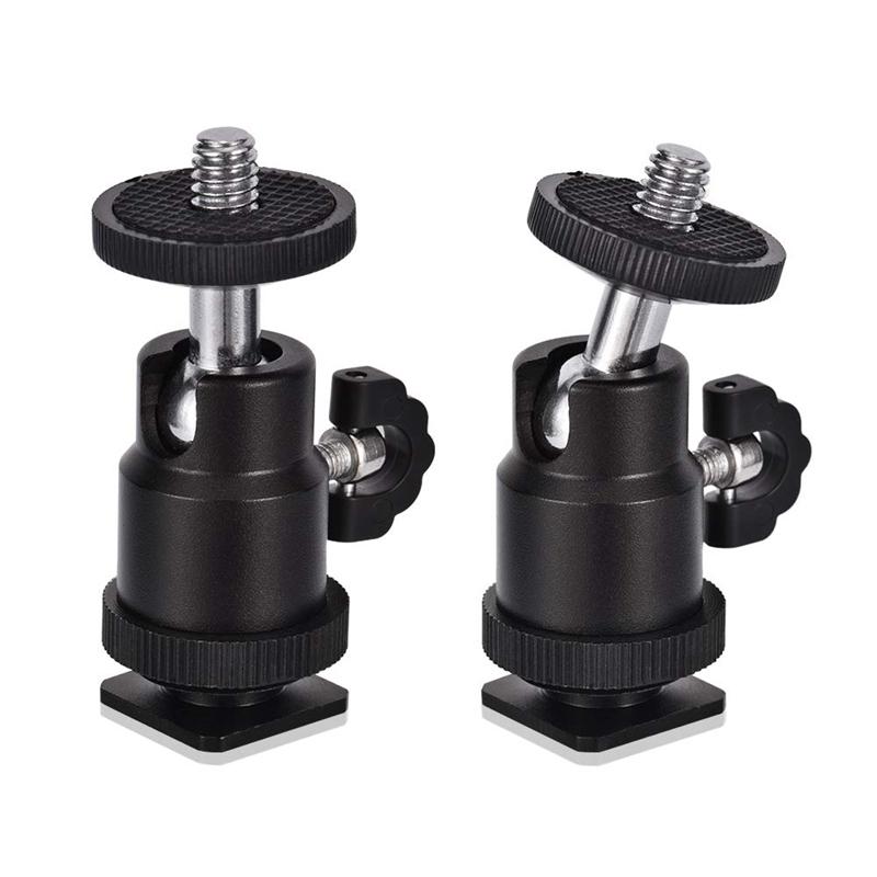 

Mini Ball Head [2 Pack] With Hot Shoe Mount Adapter 360 Degree 1/4 Inch Small Ball Heads Lightweight Swivel Micro-Ballhead For D