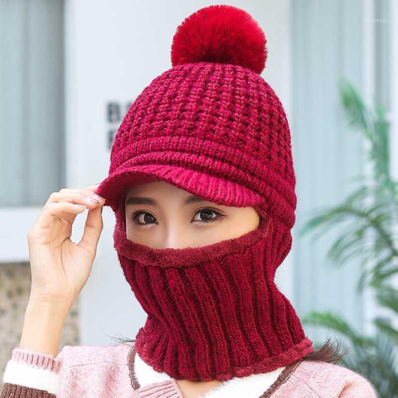 

HT2911 Thick Warm Winter Hat Scarf Fleece Lined Knitted Hat with Scarf Windproof Snow Ski Earflap Cap Lady Winter Accessory Set1