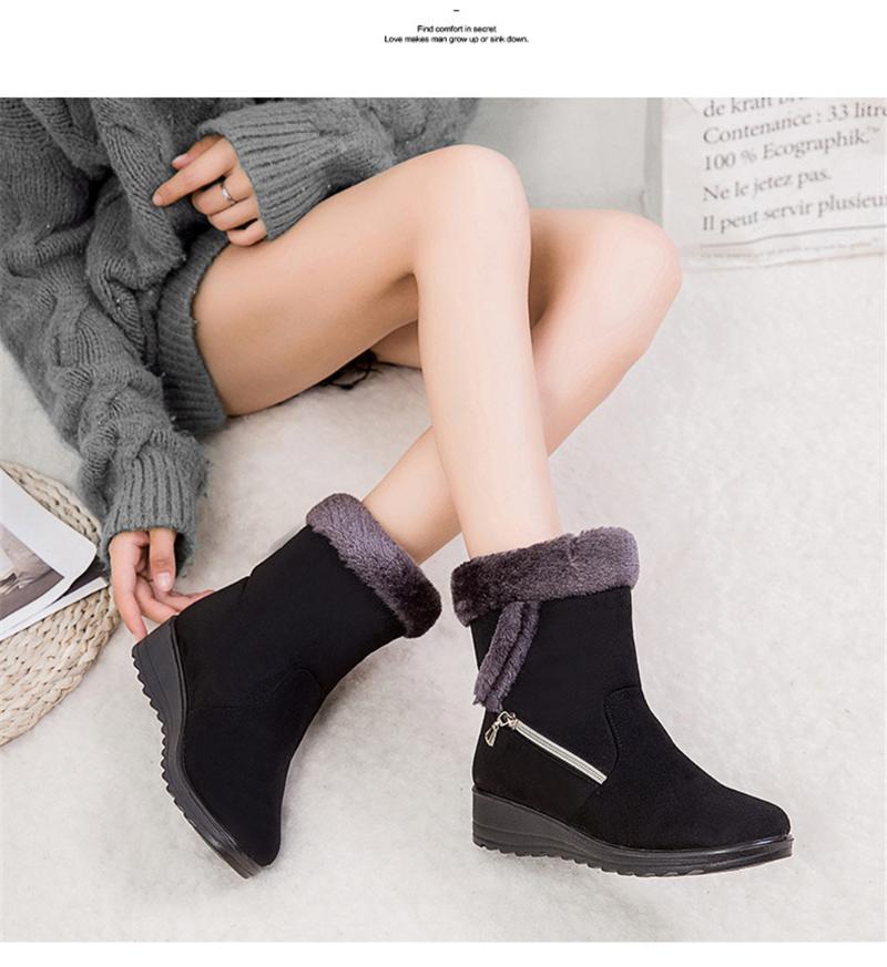 

New Women Boots Female Down Winter Boots Platform Warm Snow Ladies Shoes Woman Warm Fur Botas Mujer Casual Booties, Brown