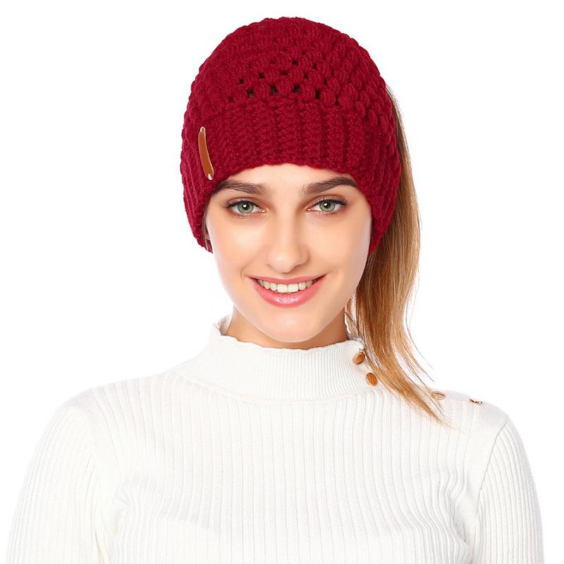 

2020 Fashion Women Knit Beanie Hats Solid Color Empty Top Hats Knit Beanie Hat Winter Headwear For Women Man Sombreros De Mujer, Blue