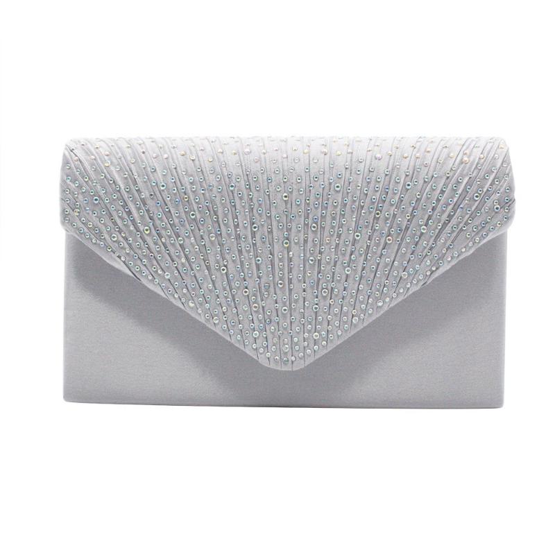 

Fashion Shiny Women's Clutch Bag New Party Wedding Envelope Handbag Portable Purse, Black