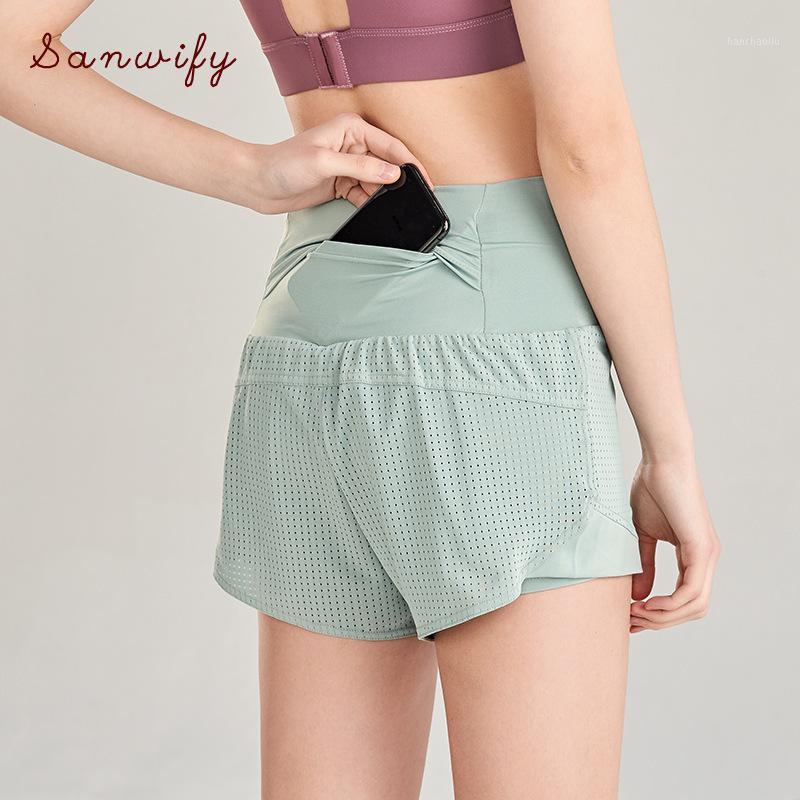 

Summer New 2 In 1 Sports Shorts Women Loose Quick-drying Running Fitness Shorts High-waist Pocket Design Women Yoga1, Black