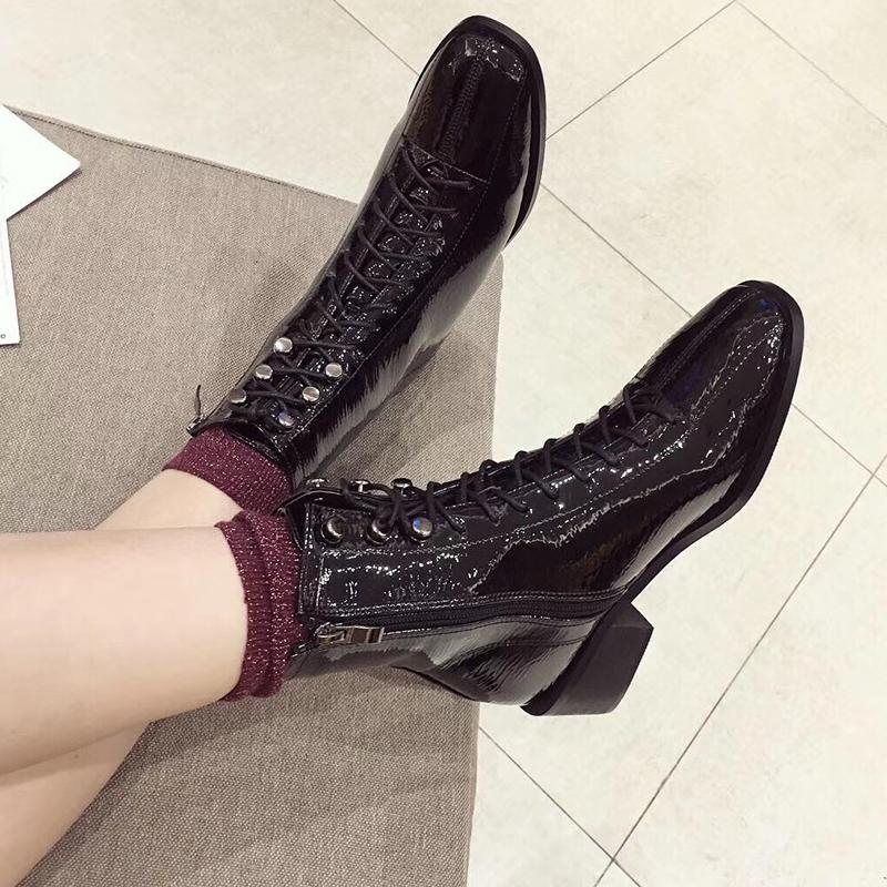 

Brand Women's Shoes Lady Boots Low Heels booties Bootee Woman 2020 Zipper Fashion Sports Ladies Rock Rubber Mid-Calf Mid Calf