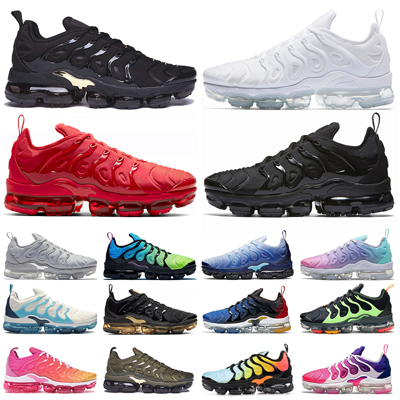 

High Quality Tn Plus Running Shoes Mens Trainers Metallic Gold Triple Black White Off Womens Sports Sneakers, D16 beached aqua 40-47