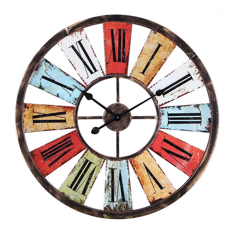 

Wrought Iron Wall Clock American Country Retro Industrial Wind Bar Cafe Decoration Color Wall-mounted Creative Home Decor Crafts1