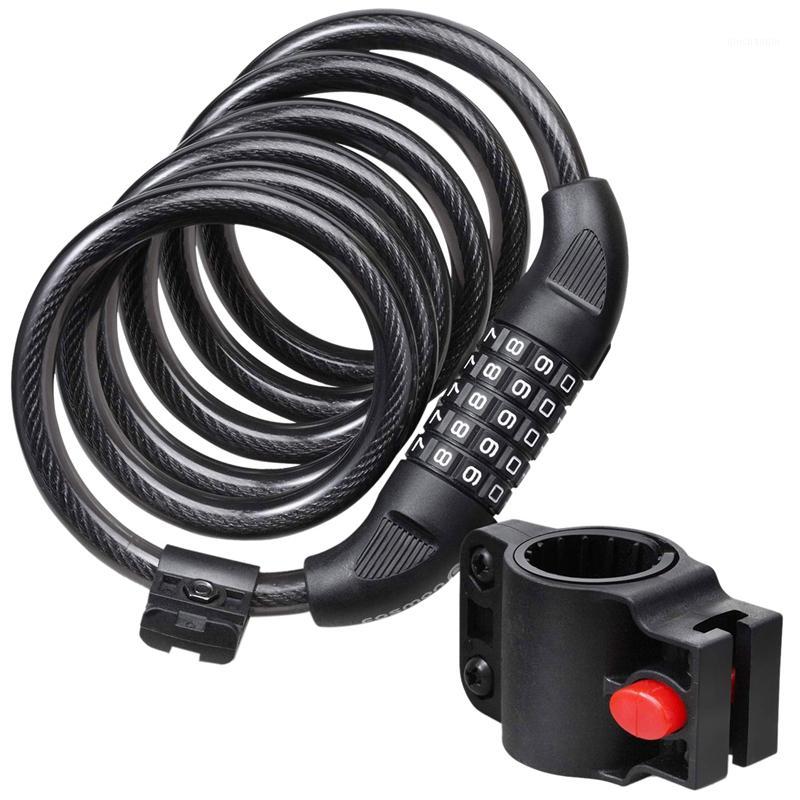 

Bike Lock Cable Heavy Duty 5-Digit Combination Code Bicycle Chain Flexible Steel Cable Lock With Bike Mount Holder1